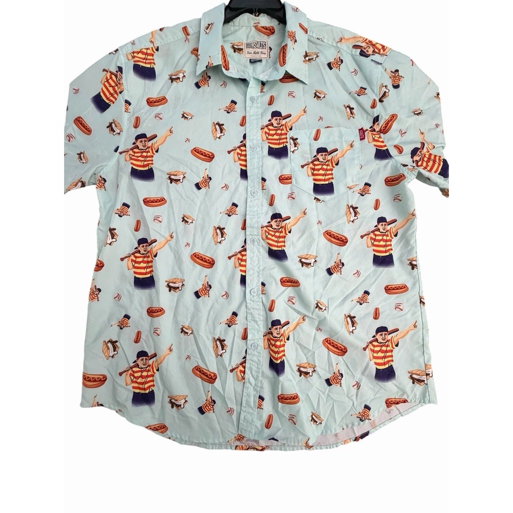 RSVLTS Sandlot Shirt Men XXL Button Great Hambino AOP Ham Porter Hotdogs #FF12-3